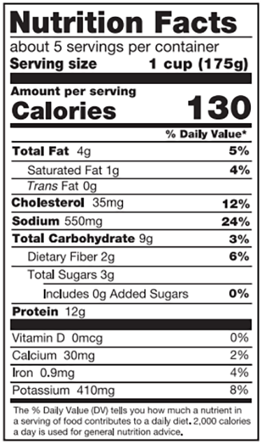 Old Nutrition Label