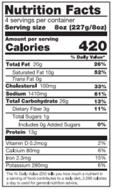 Old Nutrition Label