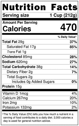 Old Nutrition Label