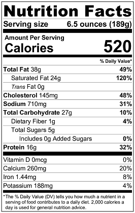 Old Nutrition Label