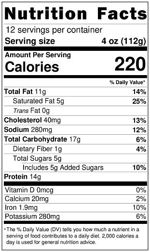 Old Nutrition Label