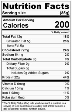 Old Nutrition Label