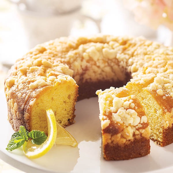and Lemon Crunch Cake (bottom left to right)