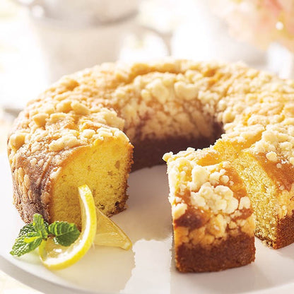 and Lemon Crunch Cake (bottom left to right)