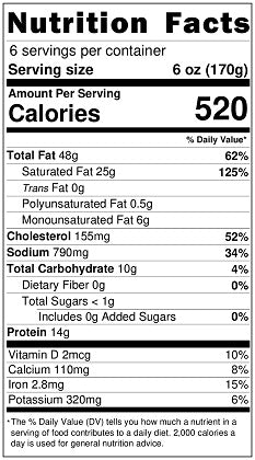 Old Nutrition Label